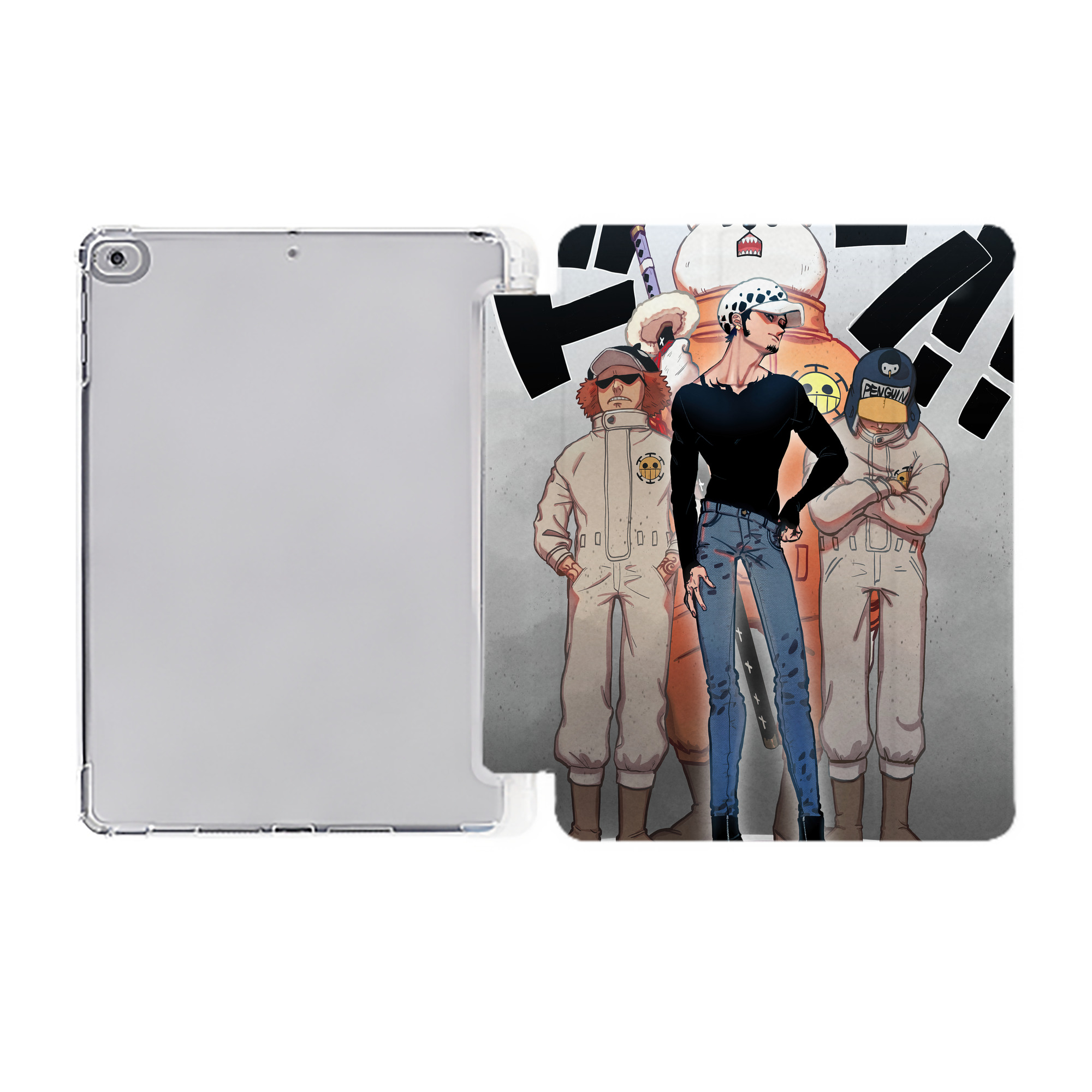 ワンピース ONE PIECE IPad ケース ペン収納付き 三つ折りスタンド PUレザー×シリコン 対応機種9.5/10.5/10.9インチ